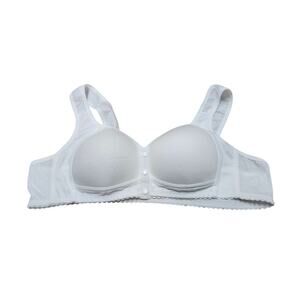 7XL White Wireless Bra Front-Snap Closure Wide Strap Molded Cups Comfort Fit